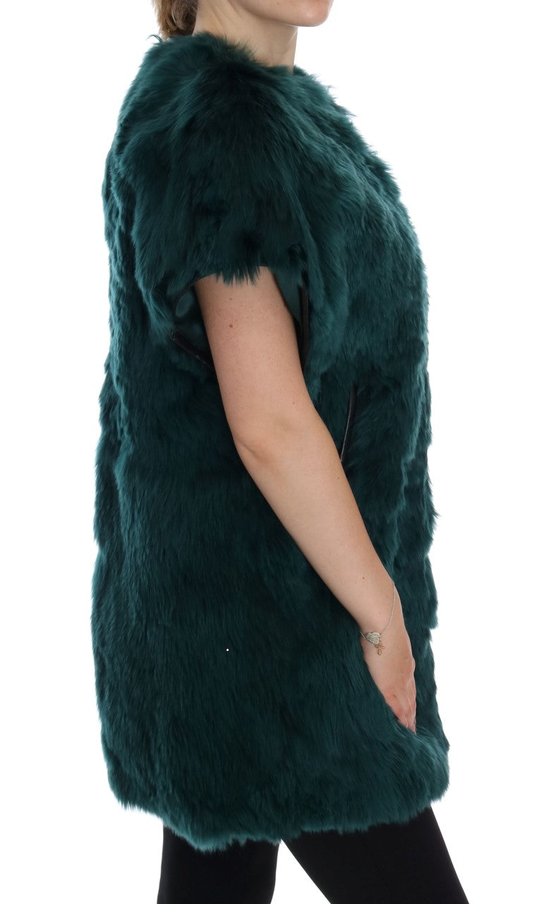 Dolce & Gabbana Green Alpaca Fur Vest Sleeveless Jacket Dolce & Gabbana