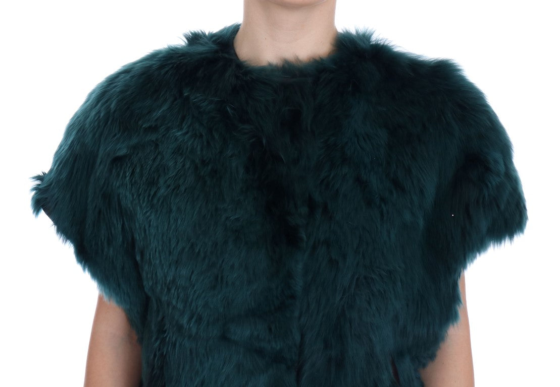 Dolce & Gabbana Green Alpaca Fur Vest Sleeveless Jacket Dolce & Gabbana