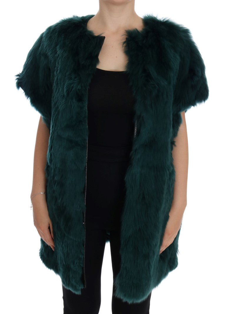 Dolce & Gabbana Green Alpaca Fur Vest Sleeveless Jacket Dolce & Gabbana