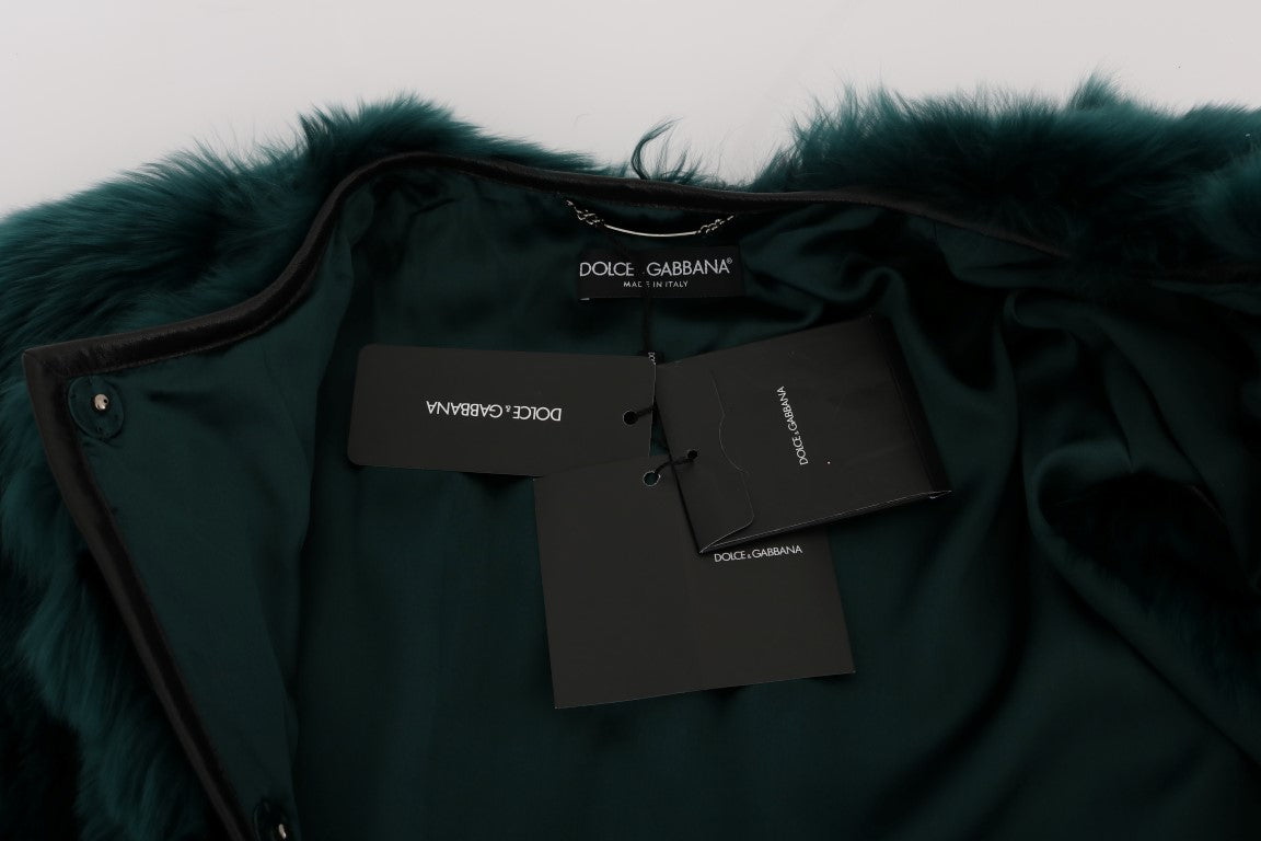 Dolce & Gabbana Green Alpaca Fur Vest Sleeveless Jacket Dolce & Gabbana
