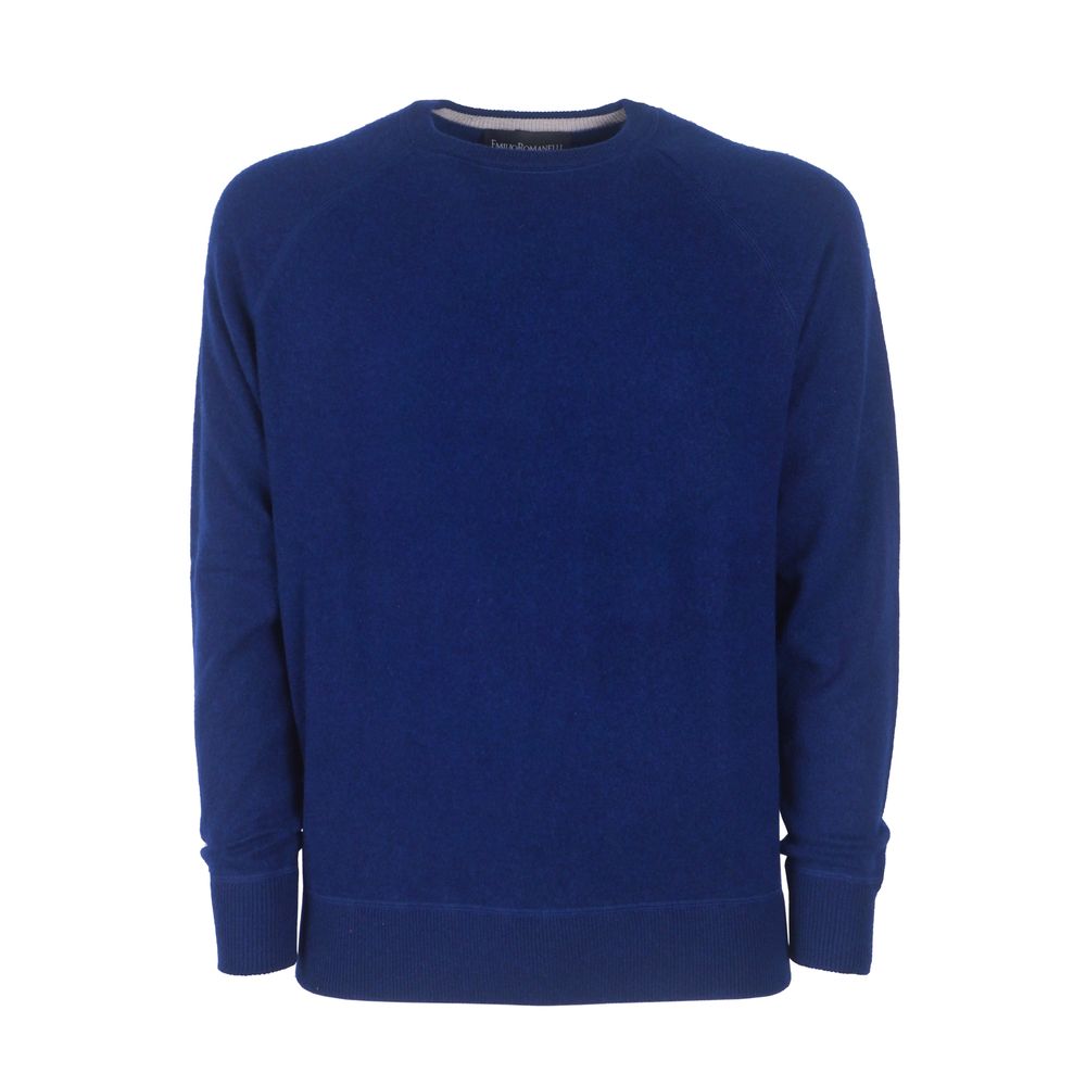 Emilio Romanelli Blue Cashmere Men Sweater Emilio Romanelli