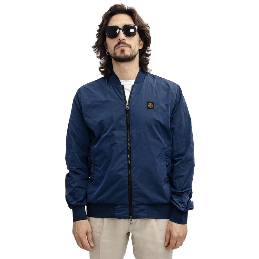 Refrigiwear Elevated Casual Blue Bomber Jacket Refrigiwear