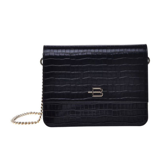 Baldinini Trend Black Calfskin Women Crossbody Bag Baldinini Trend