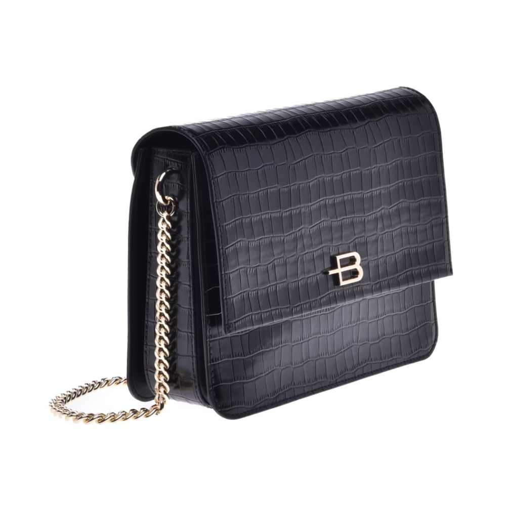 Baldinini Trend Black Calfskin Women Crossbody Bag Baldinini Trend