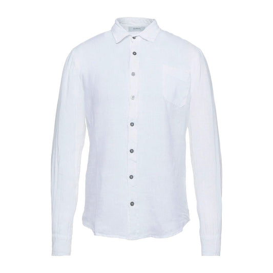 Alpha Studio Elegant White Linen Shirt for Men Alpha Studio