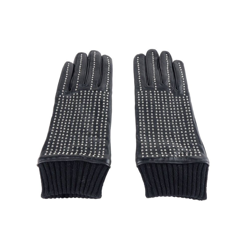 Cavalli Class Black Lambskin Men Glove Cavalli Class