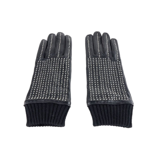 Cavalli Class Black Lambskin Men Glove Cavalli Class