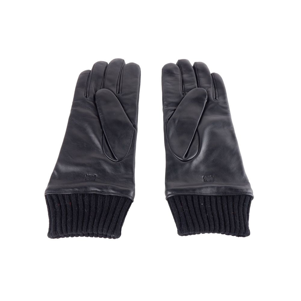 Cavalli Class Black Lambskin Men Glove Cavalli Class
