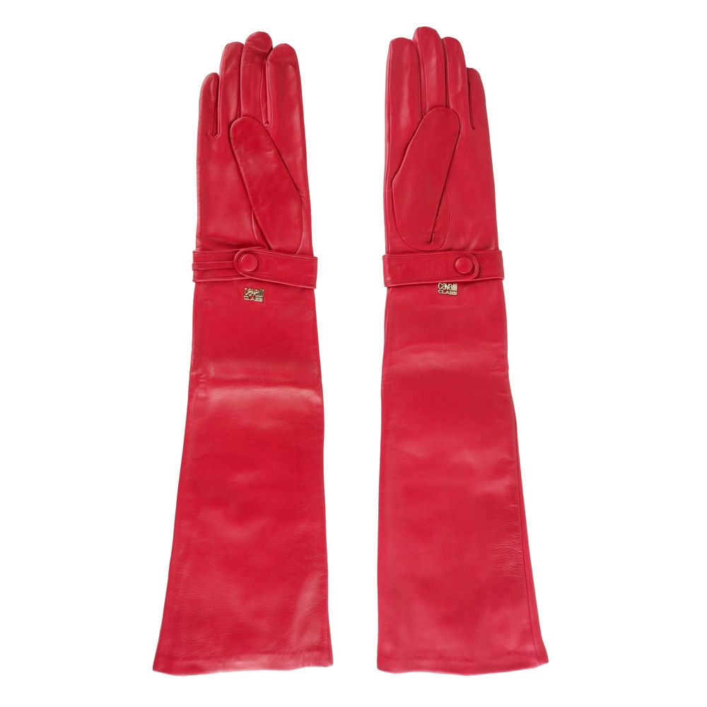 Cavalli Class Red Lambskin Women Glove Cavalli Class