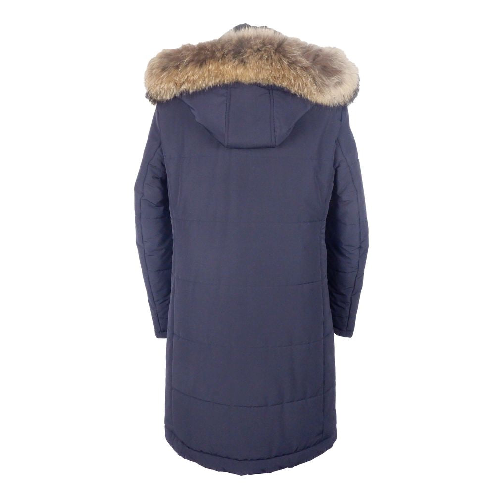 Made in Italy Blue Wool Men Raincoat Made in Italy