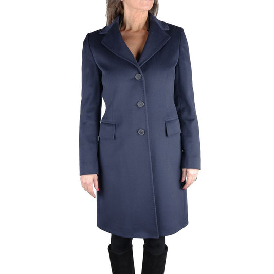 Made in Italy Blue Wool Women Coat Made in Italy