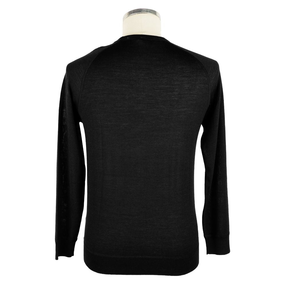 Emilio Romanelli Black Cashmere Men Sweater Emilio Romanelli