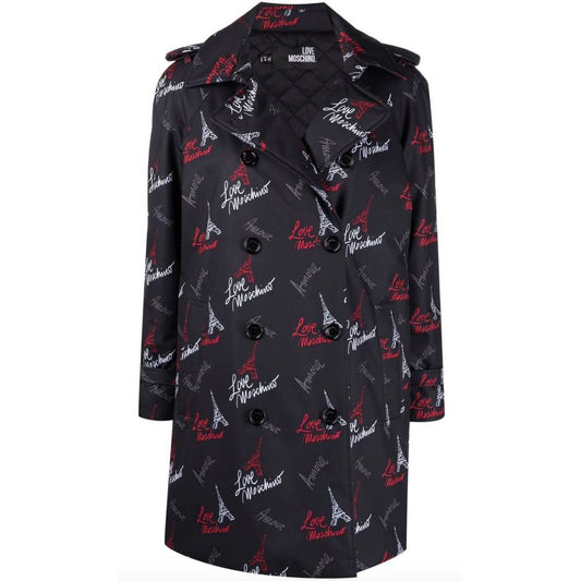 Love Moschino Black Polyester Women Coat Love Moschino