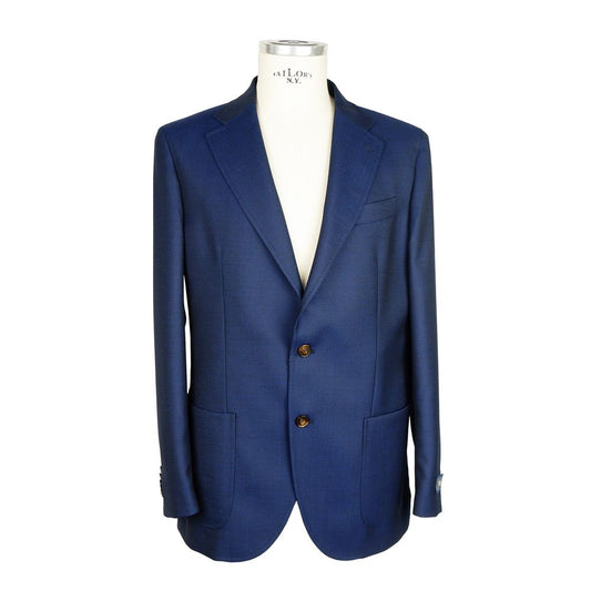 Emilio Romanelli Blue Wool Men Blazer Emilio Romanelli