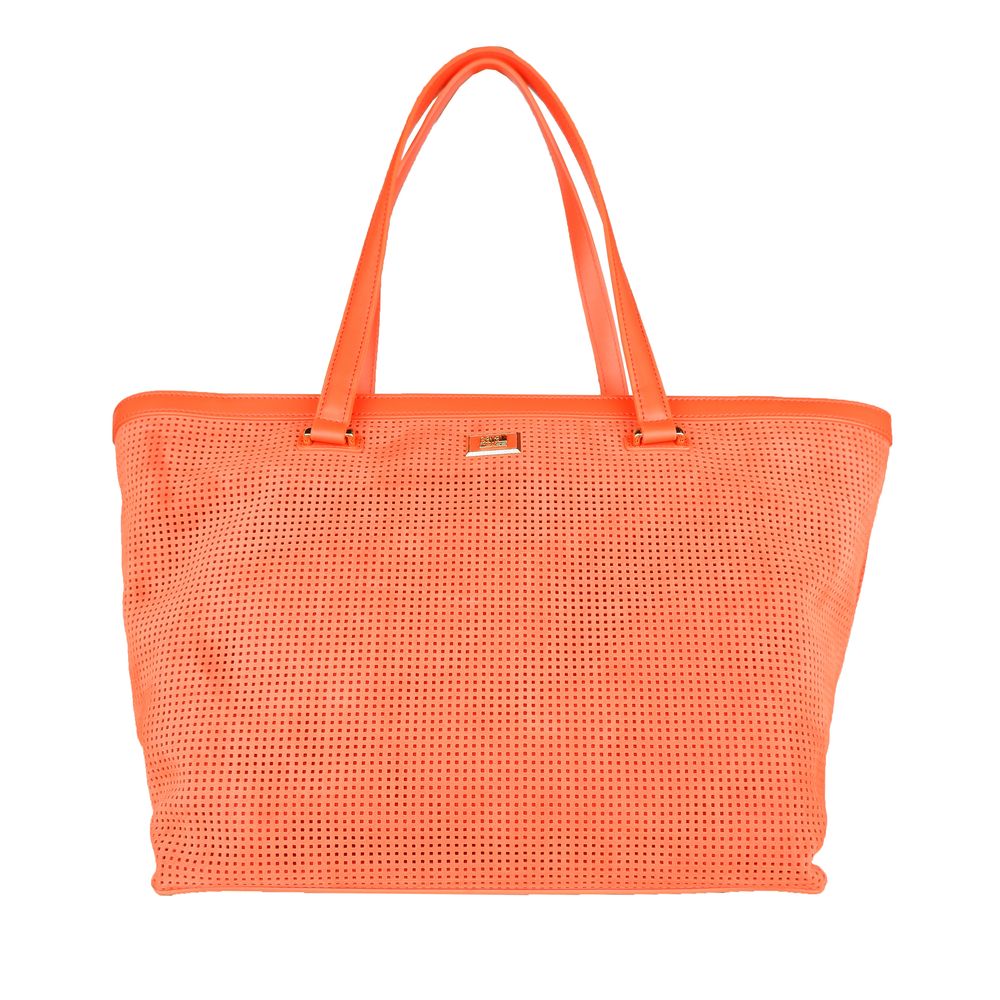 Cavalli Class Orange Calfskin Women Handbag Cavalli Class