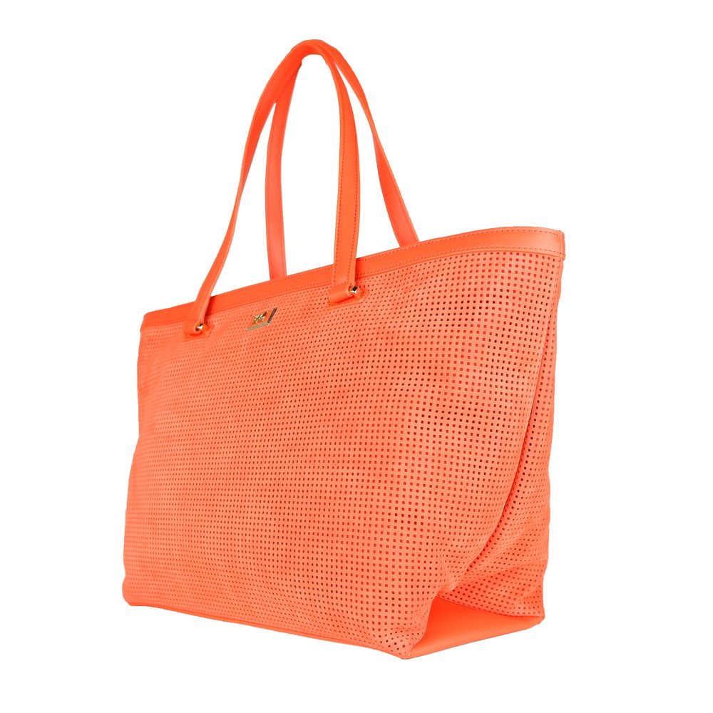 Cavalli Class Orange Calfskin Women Handbag Cavalli Class