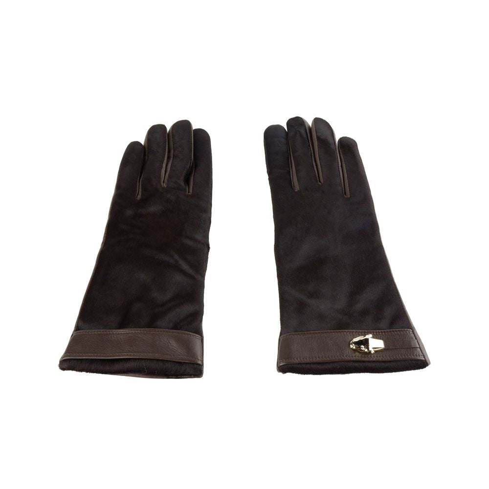 Cavalli Class Brown Cowhide Women Glove Cavalli Class