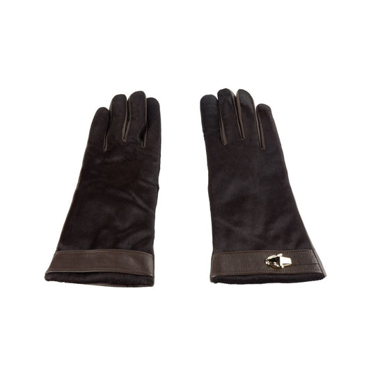 Cavalli Class Brown Cowhide Women Glove Cavalli Class