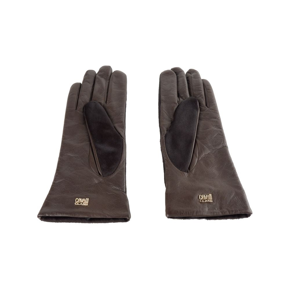 Cavalli Class Brown Cowhide Women Glove Cavalli Class
