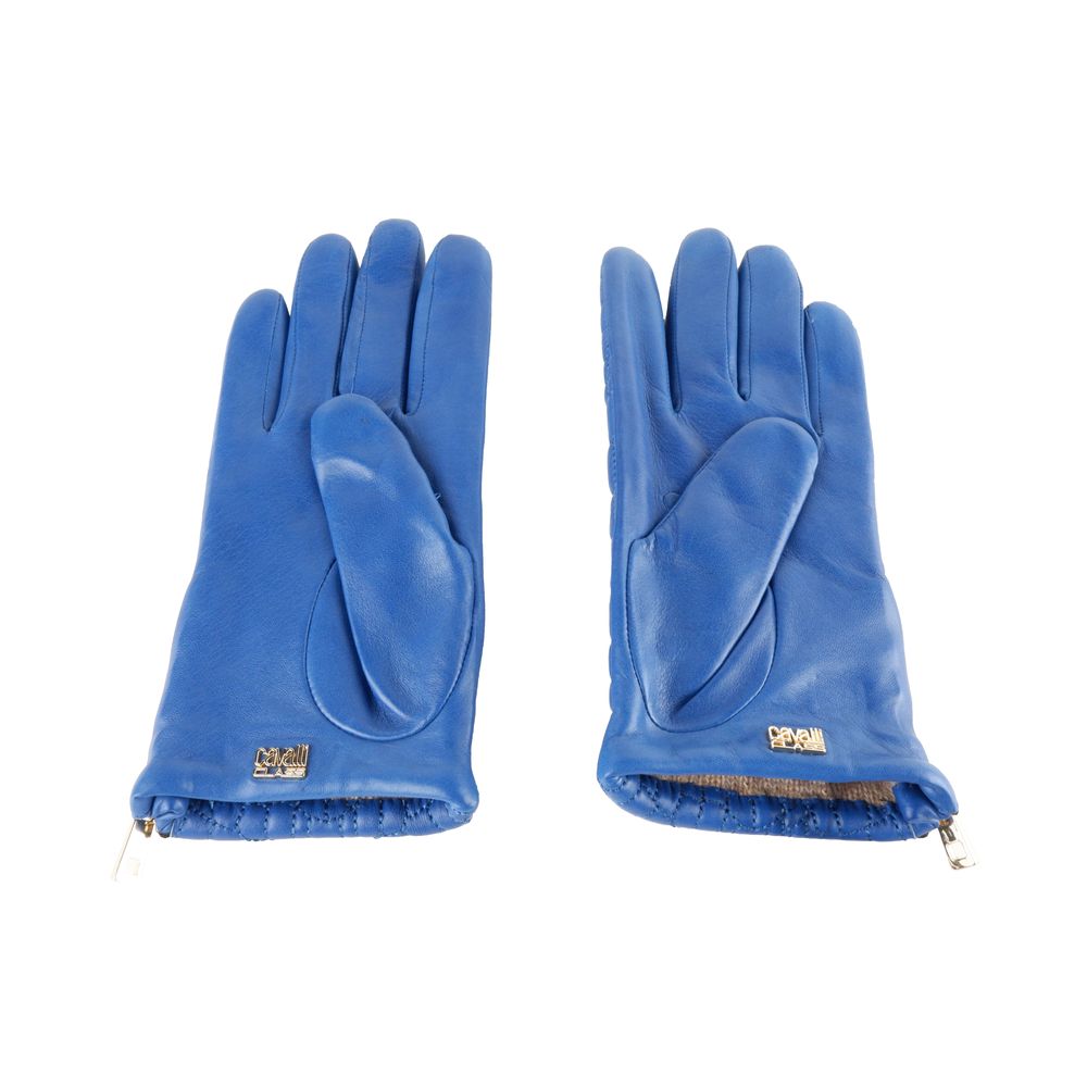 Cavalli Class Blue Lambskin Women Glove Cavalli Class