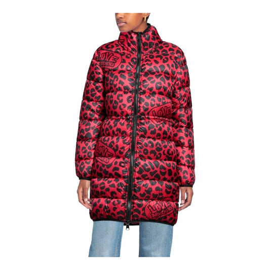 Love Moschino Chic Leopard Print Long Down Jacket Love Moschino