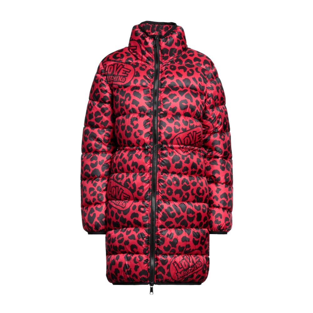 Love Moschino Chic Leopard Print Long Down Jacket Love Moschino