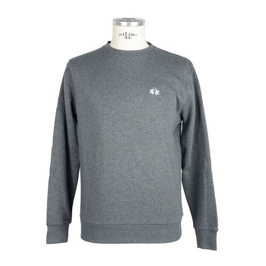 La Martina Gray Cotton Men Sweater La Martina