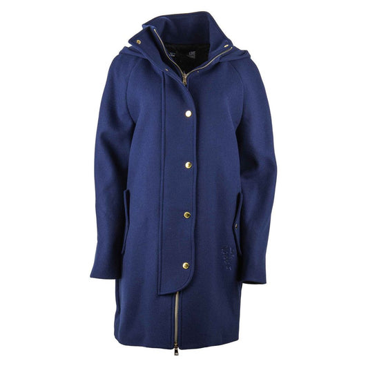Love Moschino Blue Wool Women Coat Love Moschino