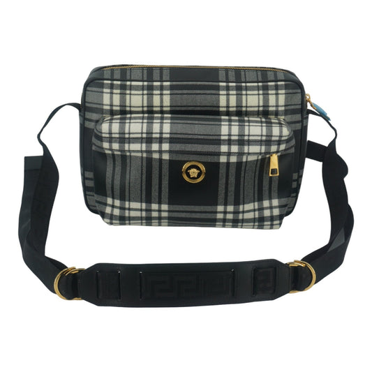 Versace Elegant Grey Leather Crossbody Bag Versace