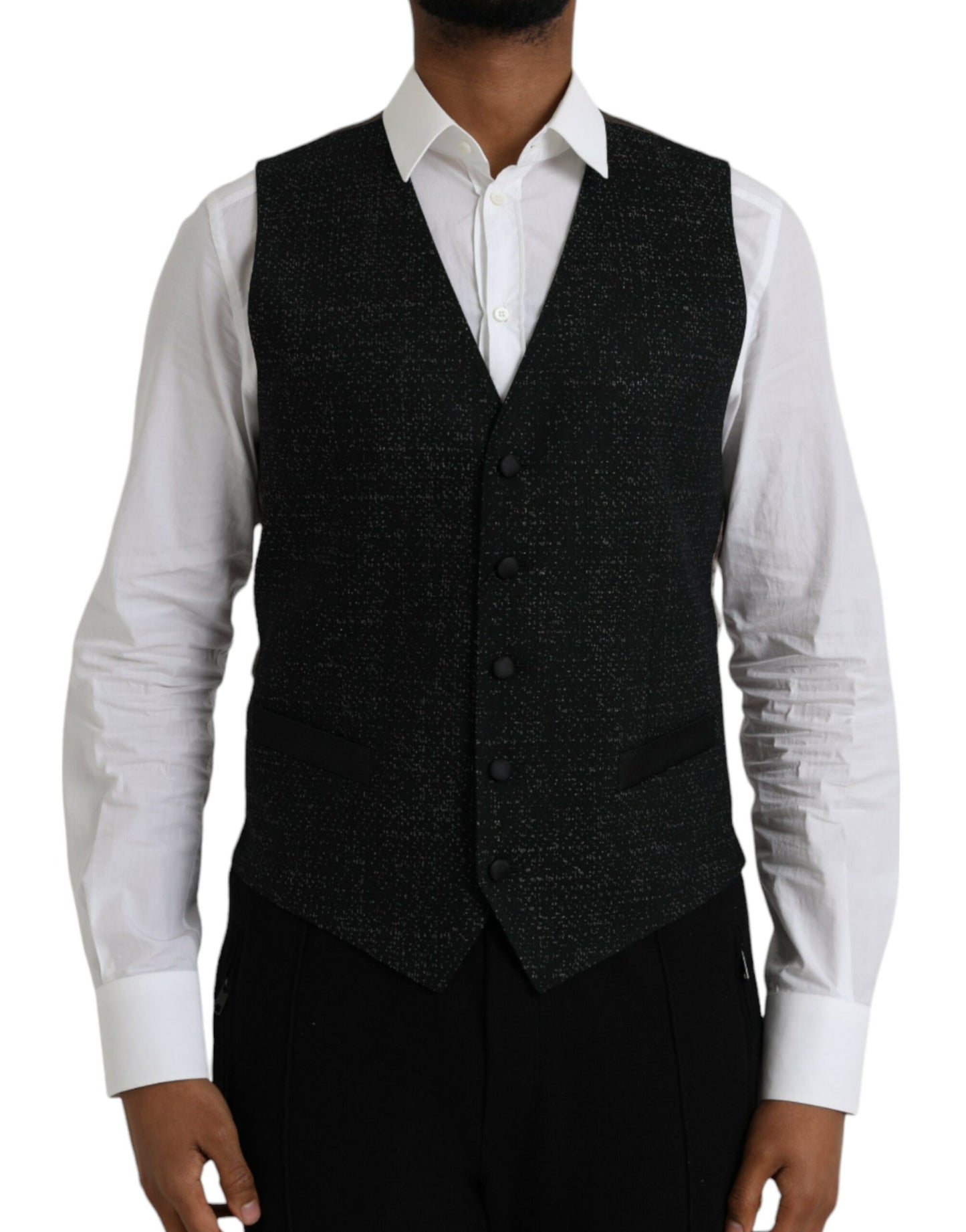 Dolce & Gabbana Black Brown Silk Waistcoat Dress Formal Vest Dolce & Gabbana