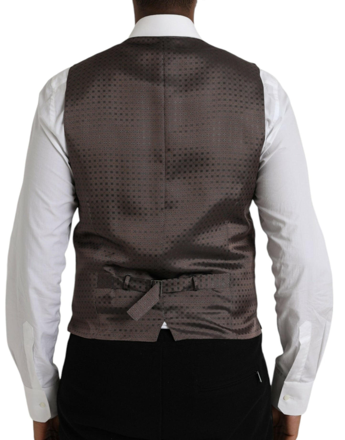 Dolce & Gabbana Black Brown Silk Waistcoat Dress Formal Vest Dolce & Gabbana