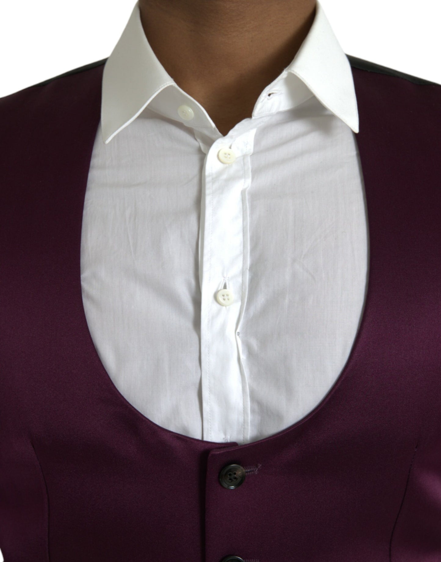 Dolce & Gabbana Maroon Satin Silk Waistcoat Dress Formal Vest Dolce & Gabbana