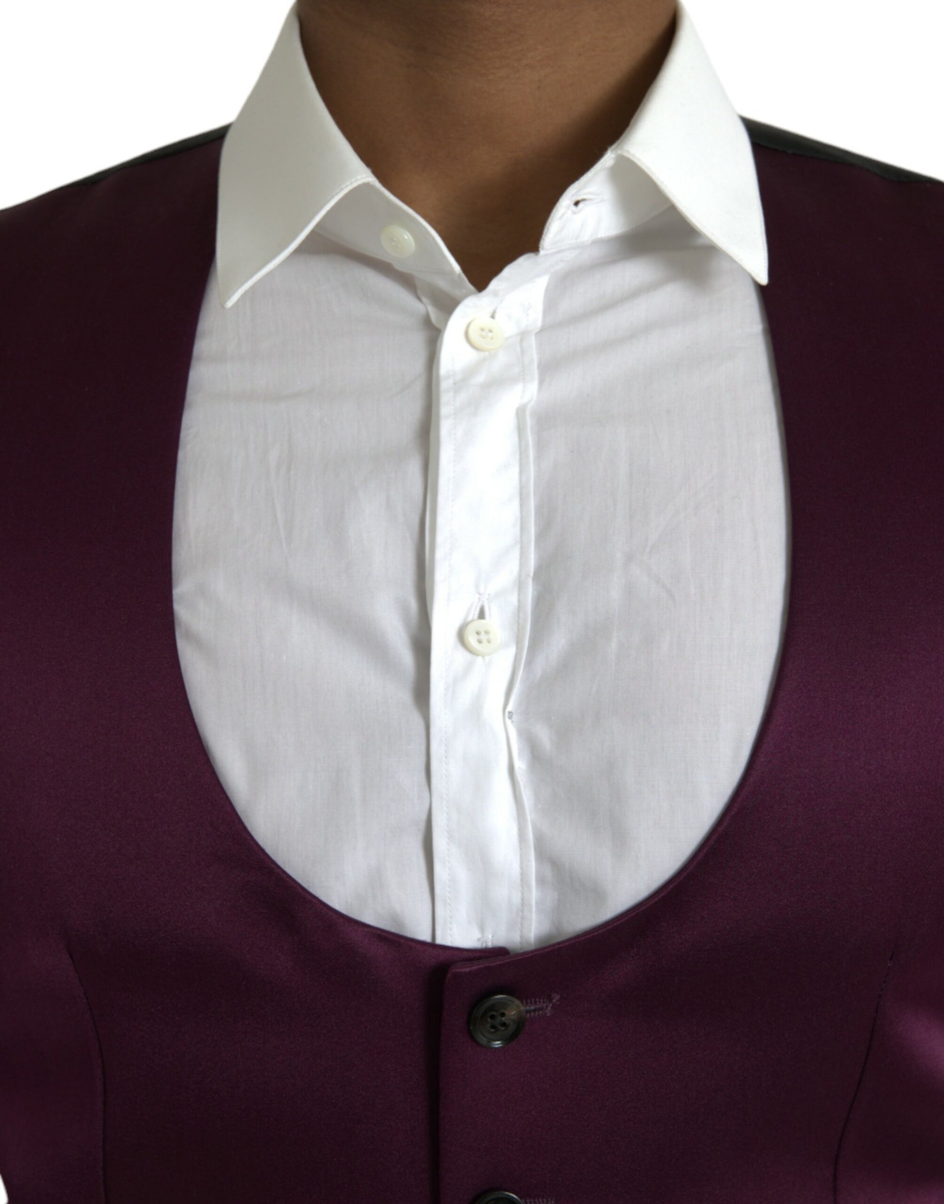 Dolce & Gabbana Maroon Satin Silk Waistcoat Dress Formal Vest Dolce & Gabbana