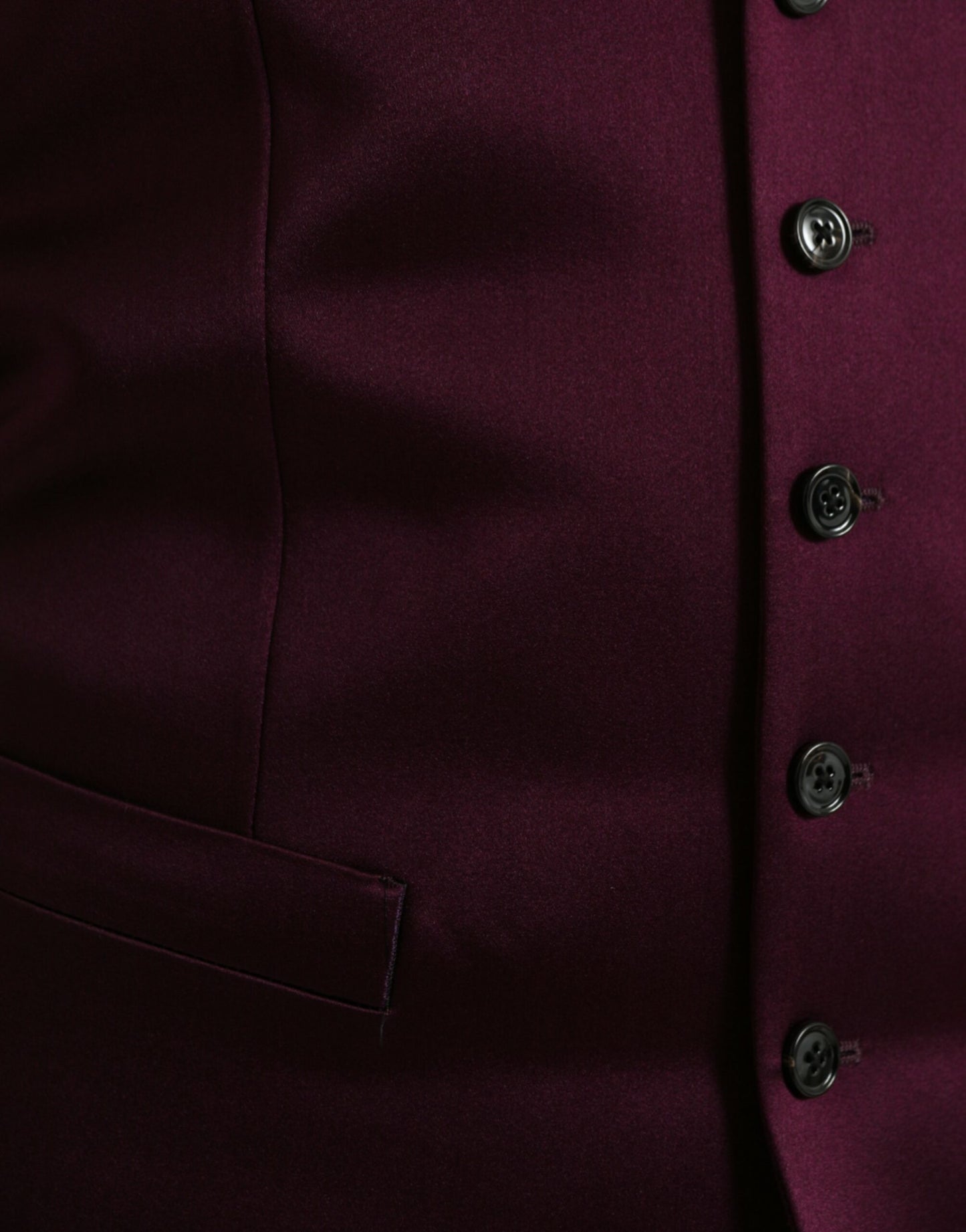Dolce & Gabbana Maroon Satin Silk Waistcoat Dress Formal Vest Dolce & Gabbana