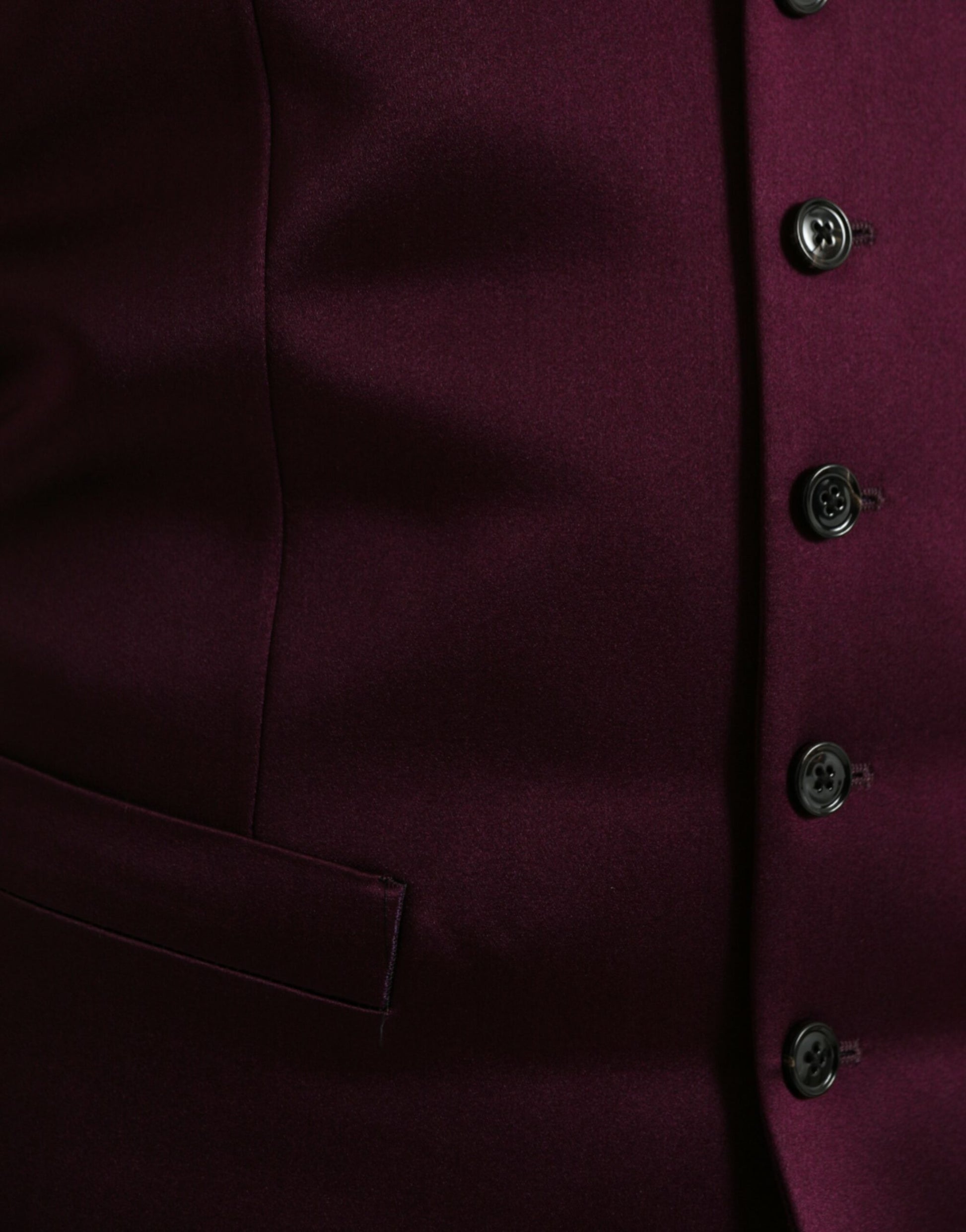 Dolce & Gabbana Maroon Satin Silk Waistcoat Dress Formal Vest Dolce & Gabbana