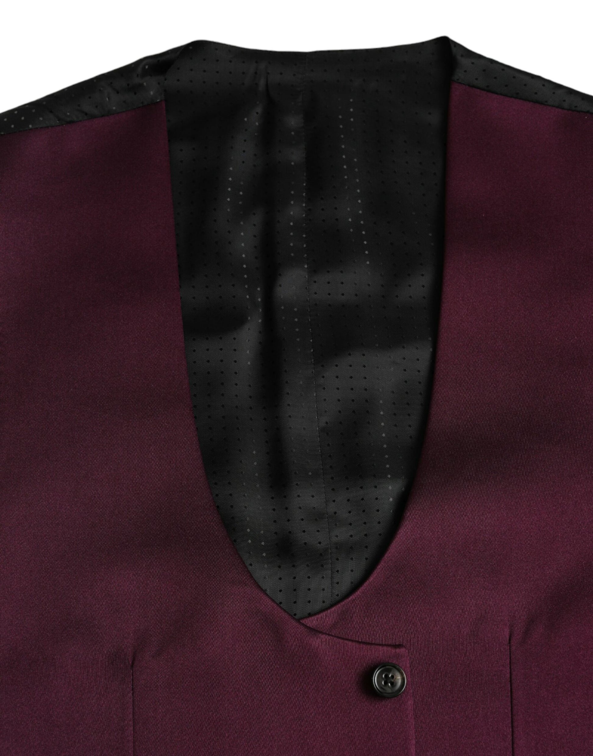 Dolce & Gabbana Maroon Satin Silk Waistcoat Dress Formal Vest Dolce & Gabbana