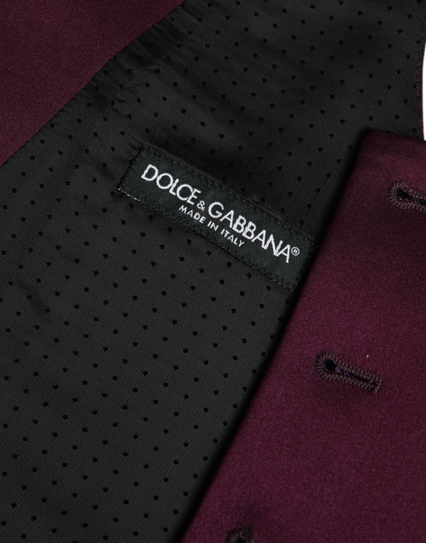 Dolce & Gabbana Maroon Satin Silk Waistcoat Dress Formal Vest Dolce & Gabbana