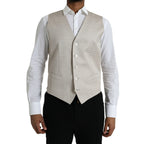 Dolce & Gabbana Off White Cotton Waistcoat Dress Formal Vest