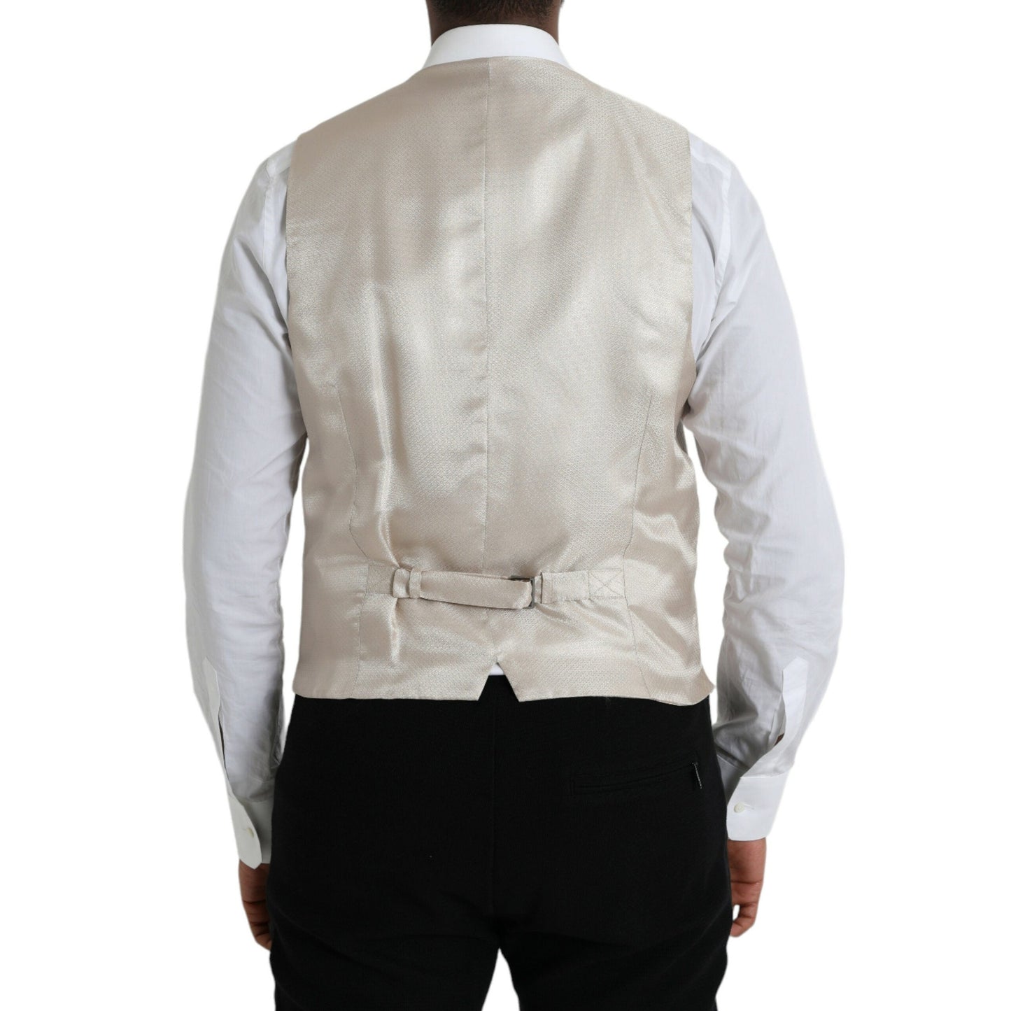 Dolce & Gabbana Off White Cotton Waistcoat Dress Formal Vest Dolce & Gabbana