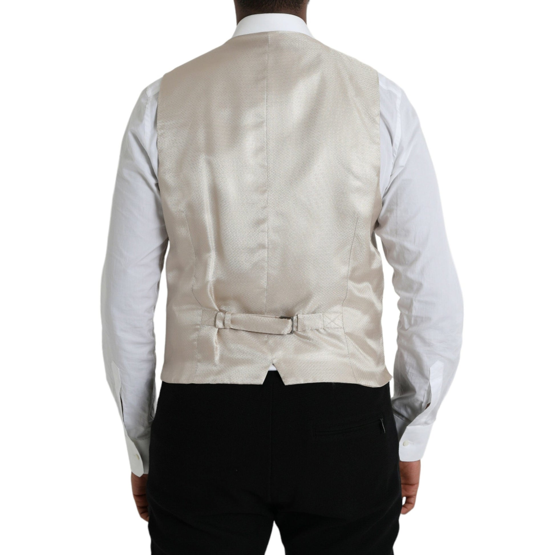 Dolce & Gabbana Off White Cotton Waistcoat Dress Formal Vest Dolce & Gabbana