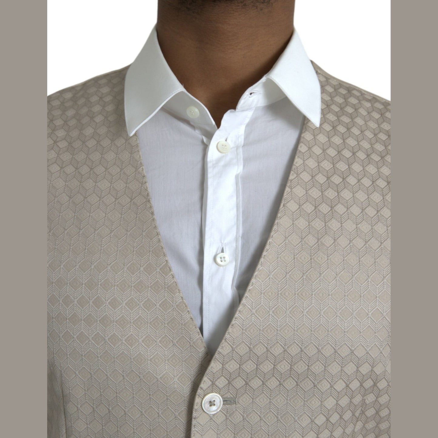 Dolce & Gabbana Off White Cotton Waistcoat Dress Formal Vest Dolce & Gabbana