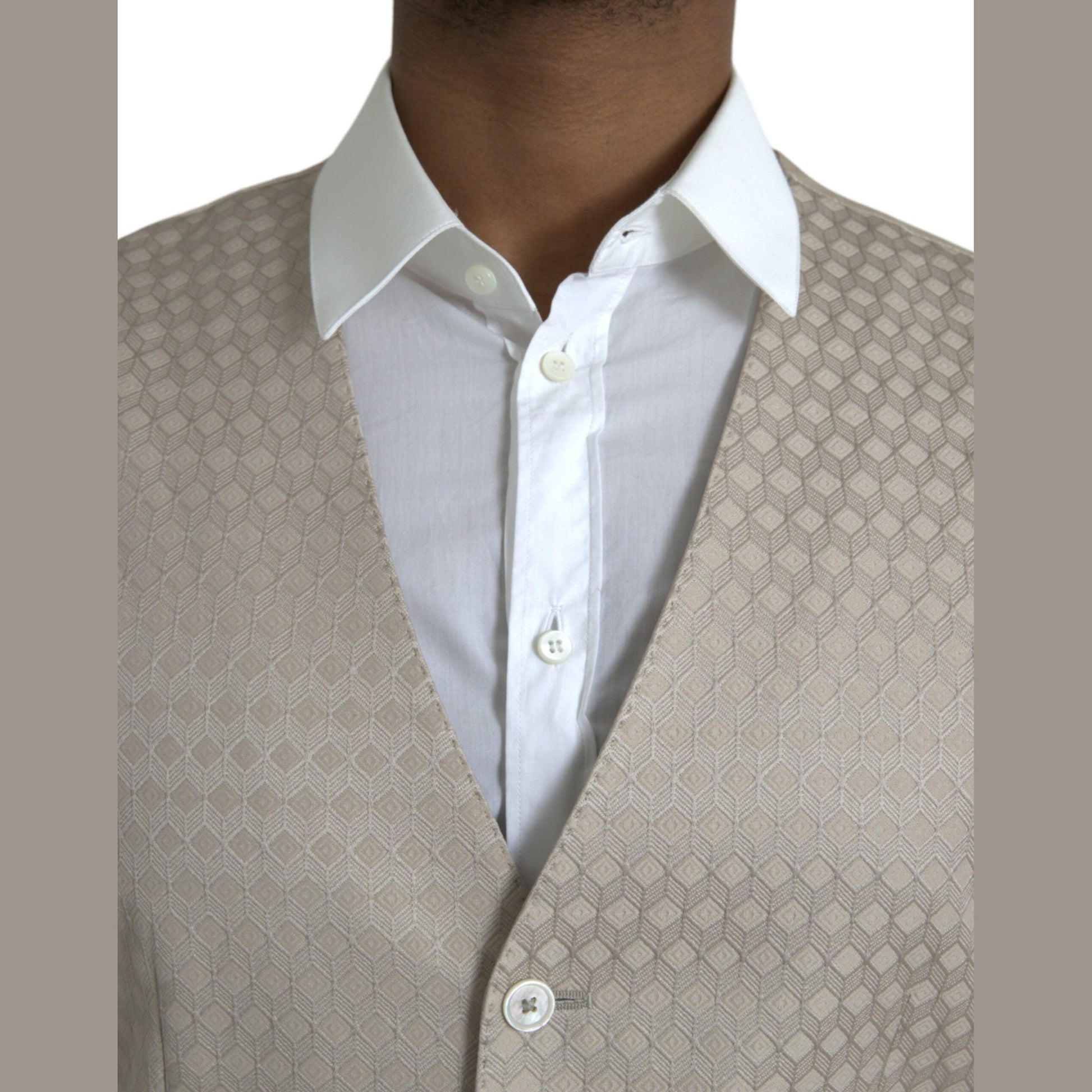 Dolce & Gabbana Off White Cotton Waistcoat Dress Formal Vest Dolce & Gabbana