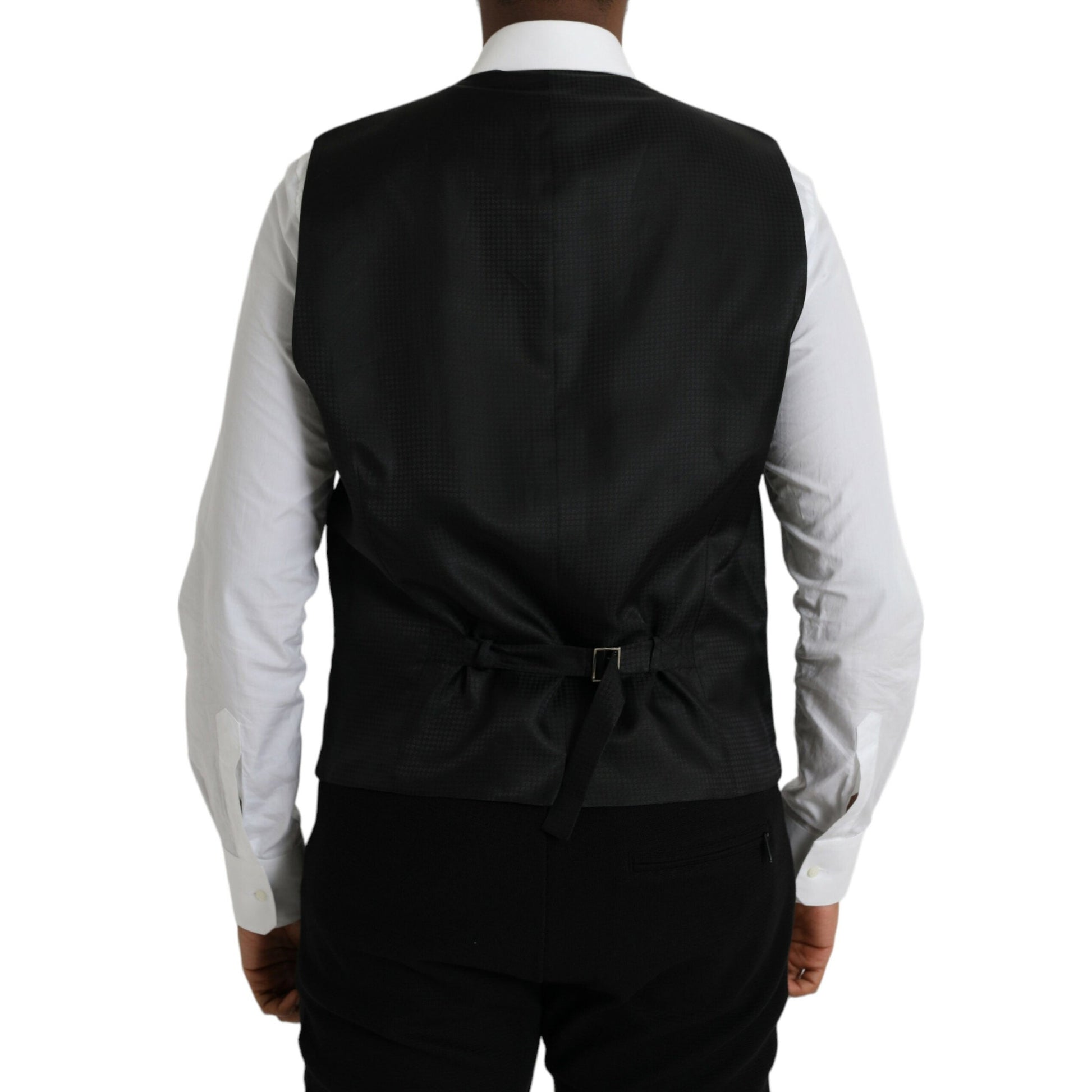 Dolce & Gabbana Black Wool Waistcoat Dress Formal Vest