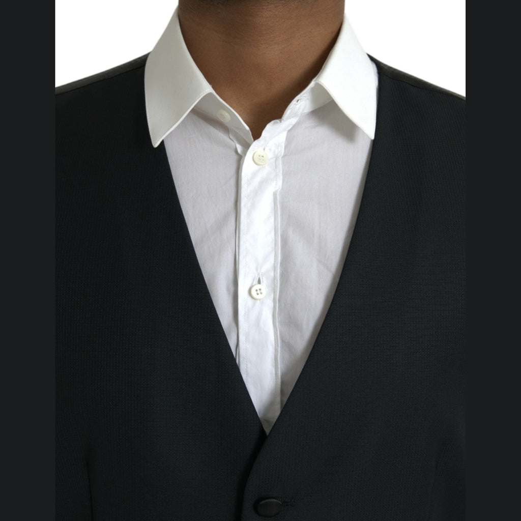 Dolce & Gabbana Black Wool Waistcoat Dress Formal Vest