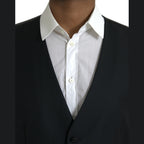 Dolce & Gabbana Black Wool Waistcoat Dress Formal Vest