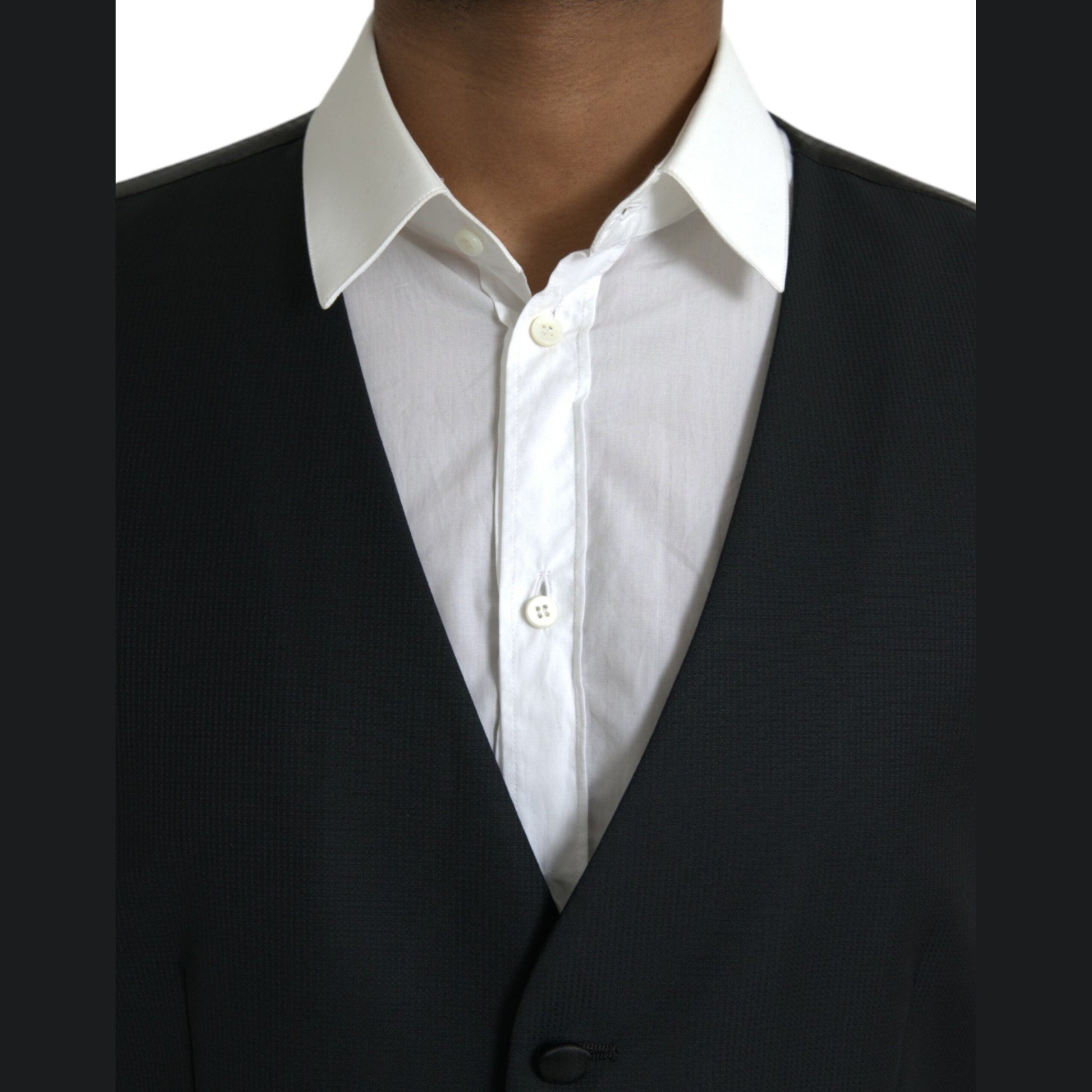 Dolce & Gabbana Black Wool Waistcoat Dress Formal Vest