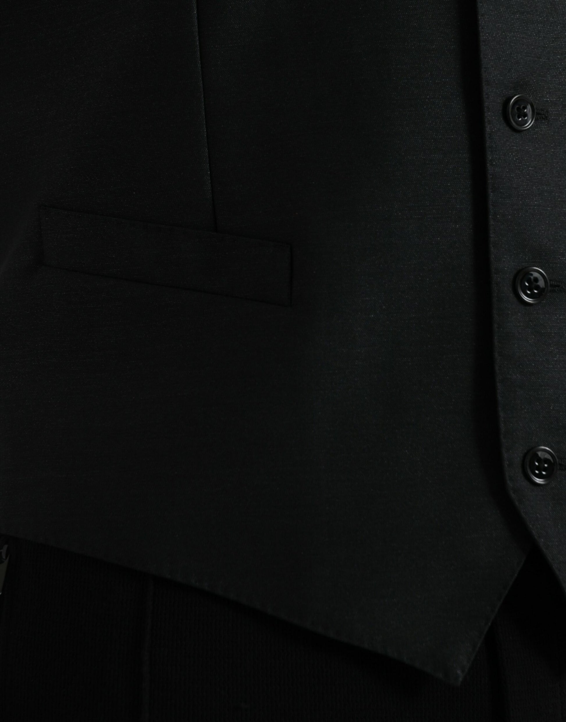Dolce & Gabbana Black Wool Waistcoat Dress Formal Vest Dolce & Gabbana