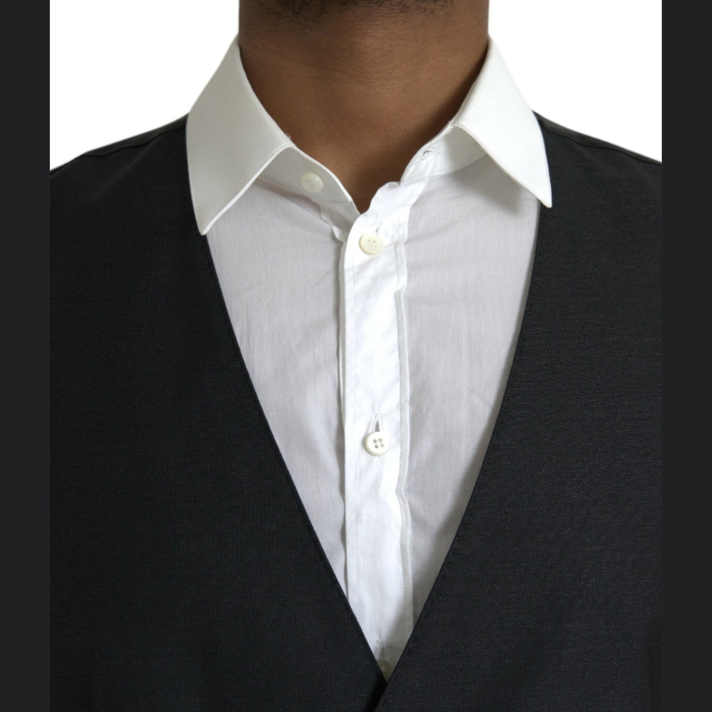 Dolce & Gabbana Black Wool Waistcoat Dress Formal Vest