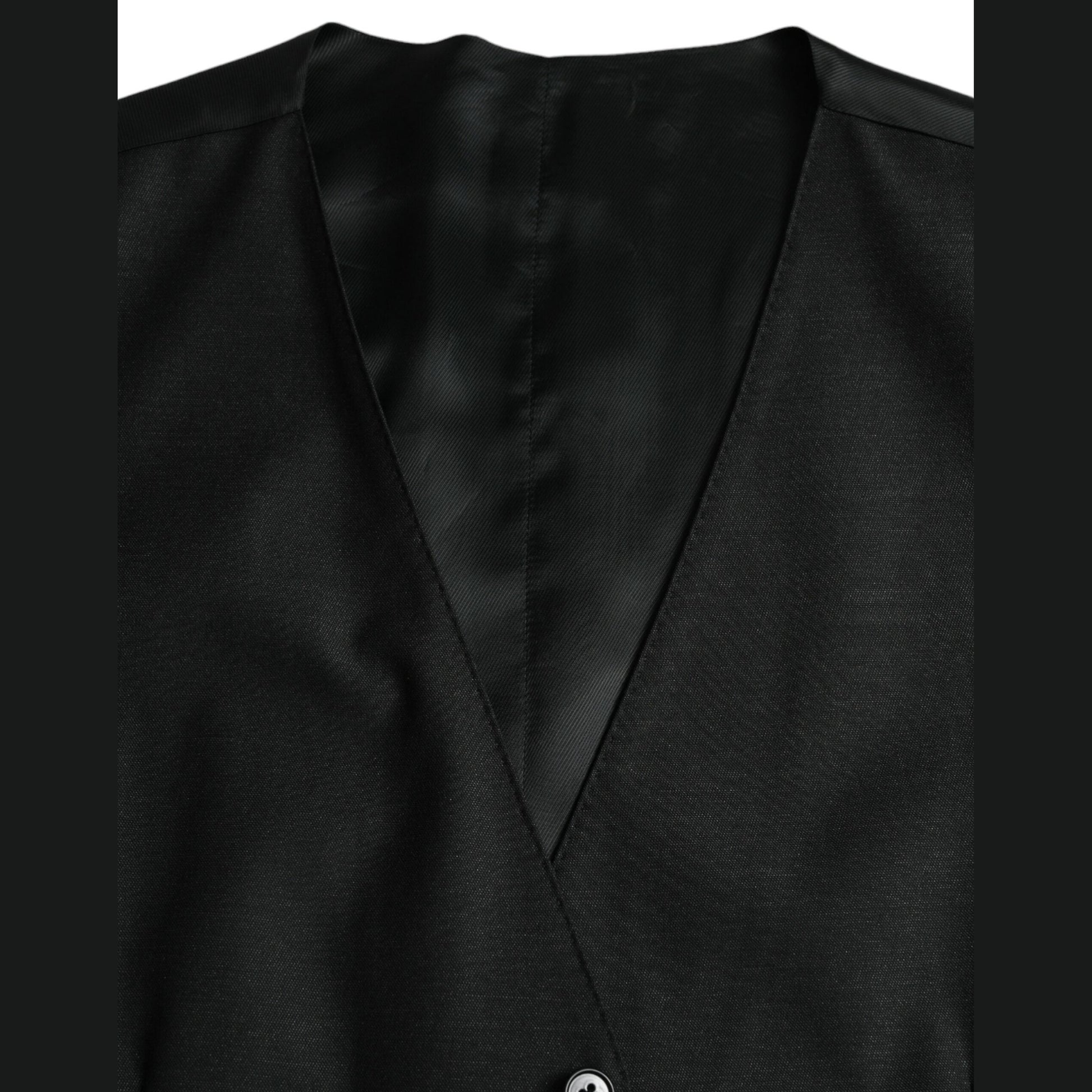 Dolce & Gabbana Black Wool Waistcoat Dress Formal Vest