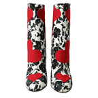 Dolce & Gabbana White Floral Hearts Leather High Boots Shoes